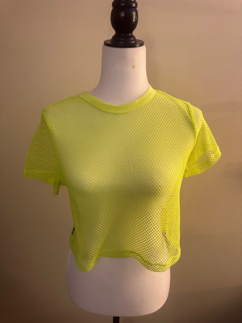 Neon Yellow Mesh Crop Top - Women